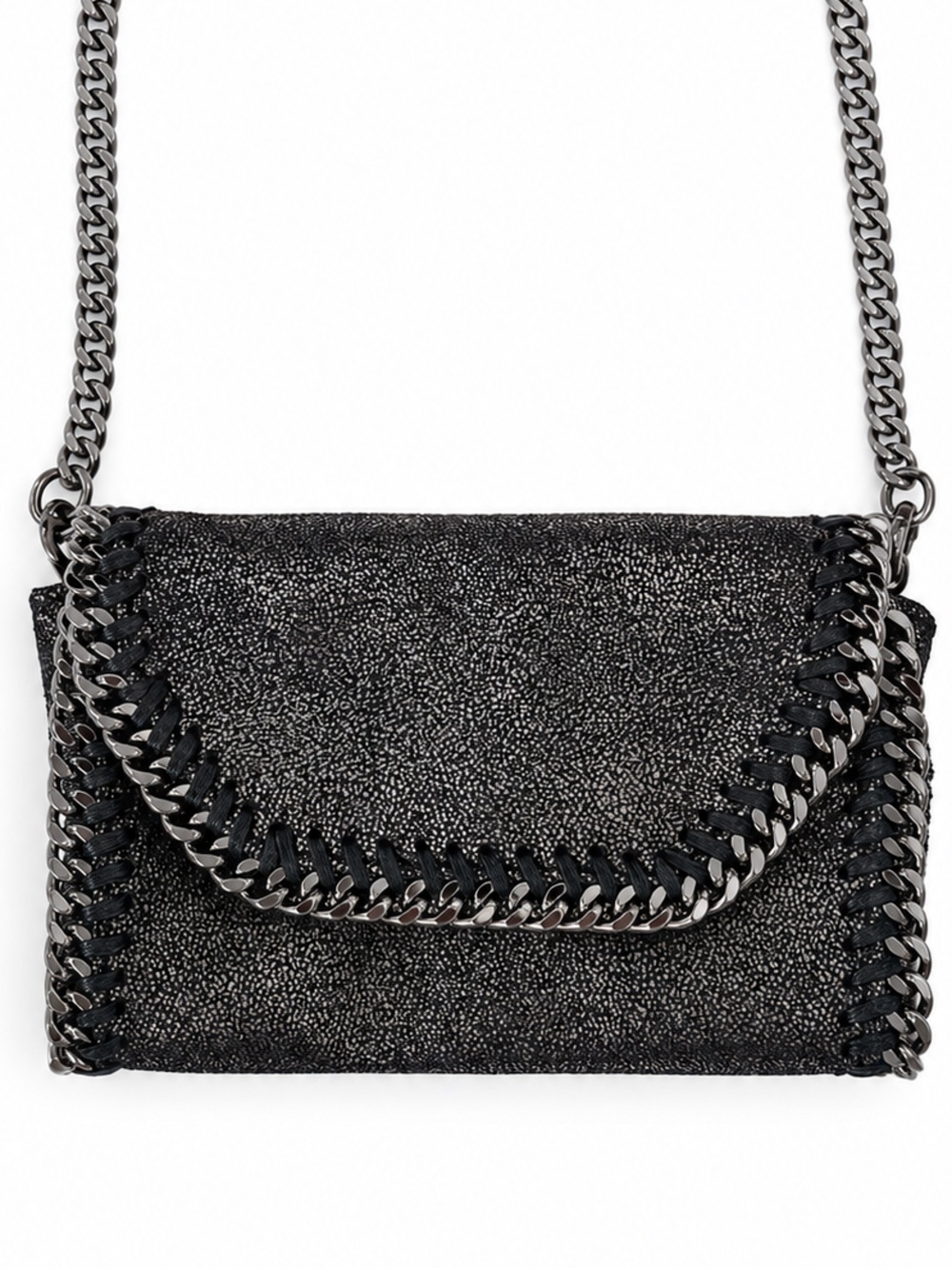 Policy Mama Moto Clutch Coal Mine bag Mini Chain Black Silver Convertible